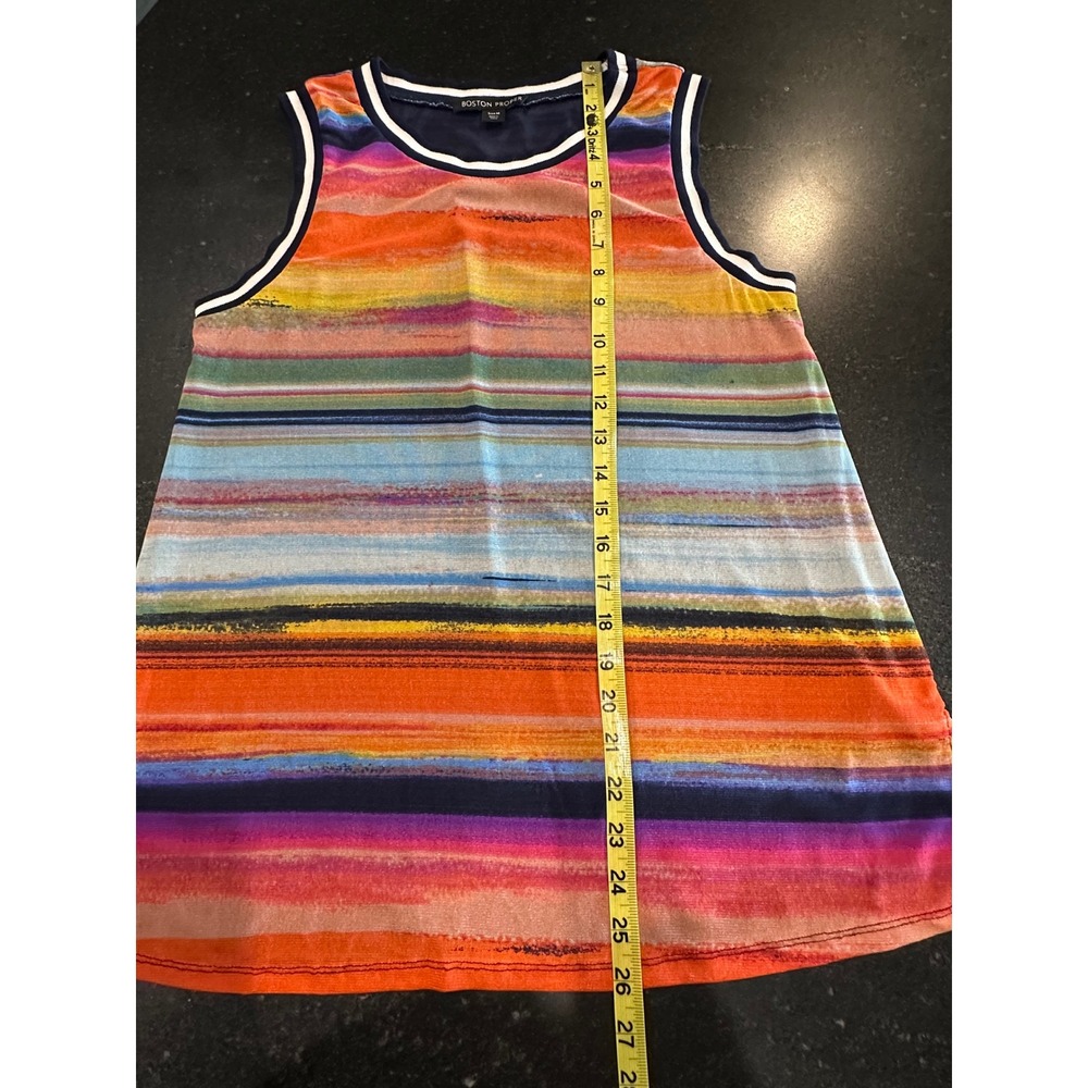 Boston Proper‎ Mesh Tank Top M Colorful Stripe Layered Sleeveless - Picture 12 of 14